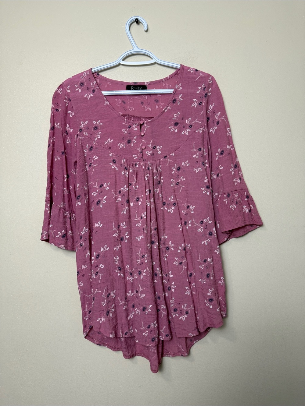 Papillon Floral Split-Neck Tunic Top size M